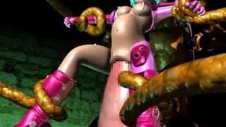 여자가 이상한 괴물에게 섹스하는 3D 애니메이션 포르노


